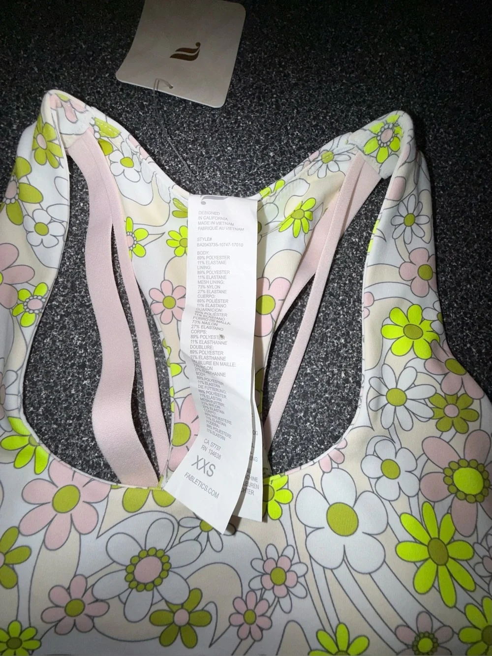 Fabletics NWT!! Pink/Neon Yellow Floral Sports Bra and Shorts Set Size XXS